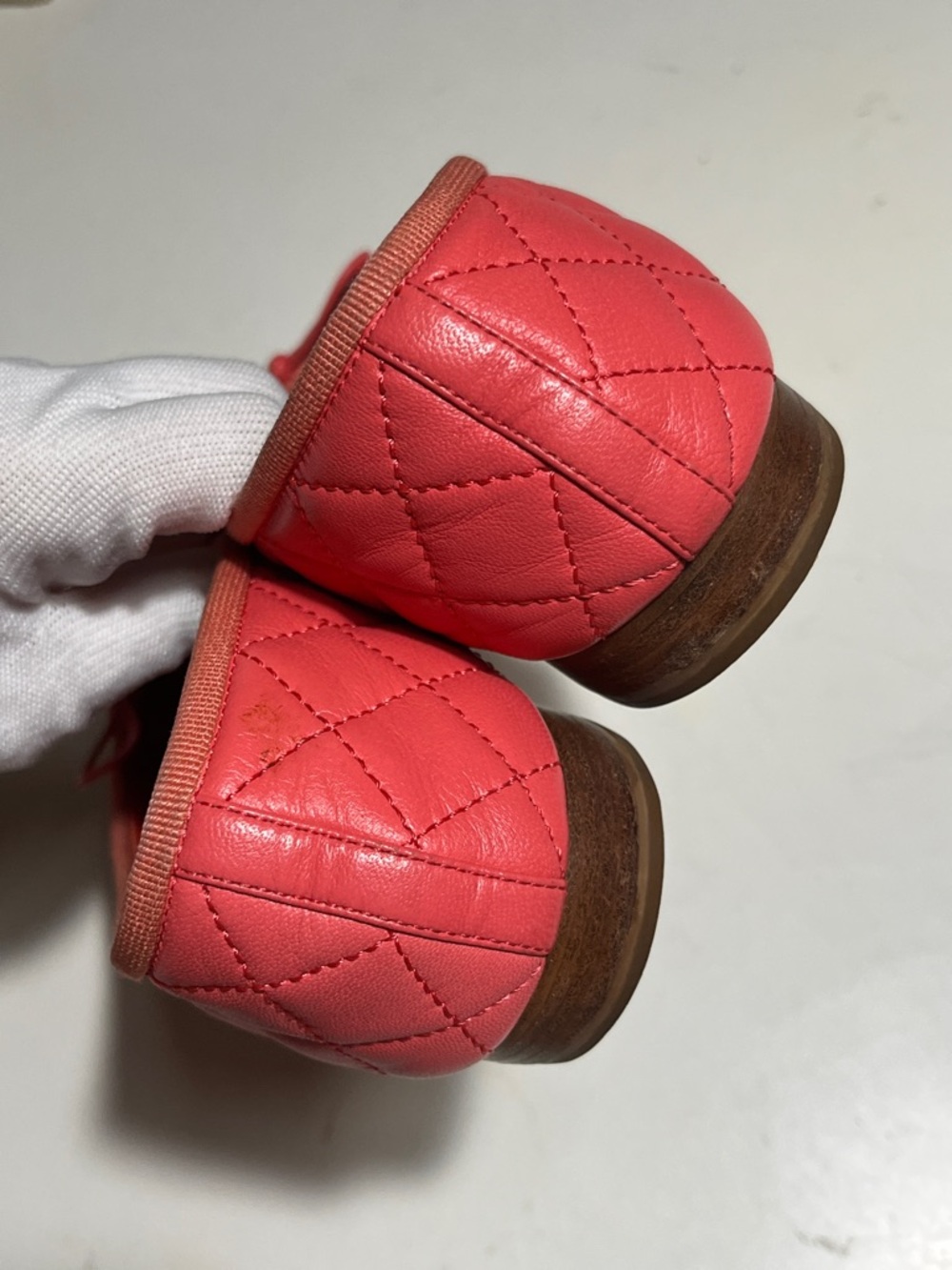 CHANEL Pink & Red Quilted Leather Ballet Flats with Bow - Picture 3 of 10